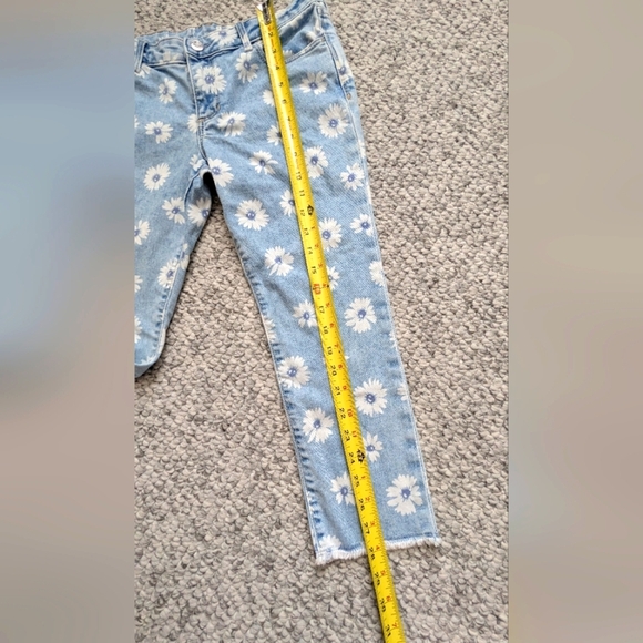 GAP Kids (Size 8) Super Skinny Floral Ankle Jeans Adjustable Waist Frayed Edges - Picture 9 of 16